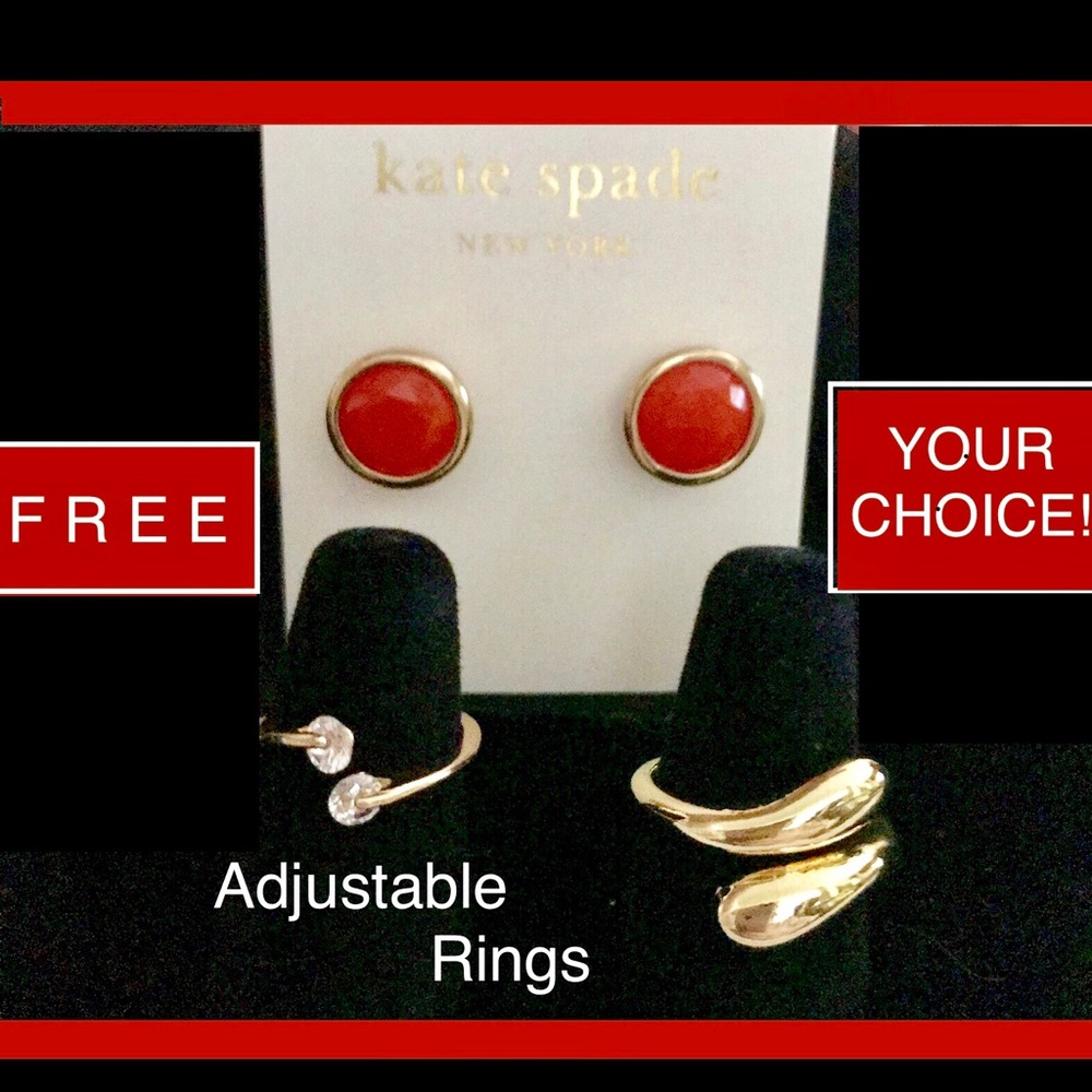 KATE SPADE: Orange Earrings in Gold Bezel Setting!